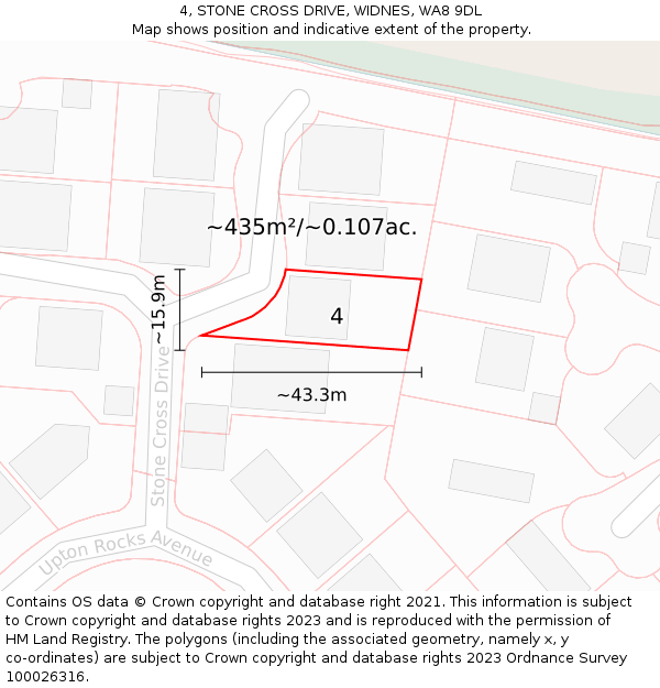 4, STONE CROSS DRIVE, WIDNES, WA8 9DL: Plot and title map