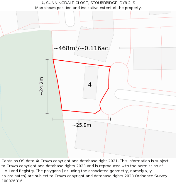 4, SUNNINGDALE CLOSE, STOURBRIDGE, DY8 2LS: Plot and title map