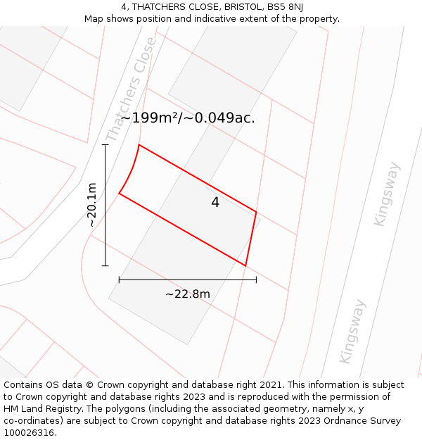 4, THATCHERS CLOSE, BRISTOL, BS5 8NJ: Plot and title map