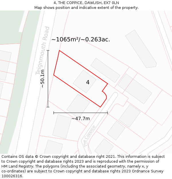4, THE COPPICE, DAWLISH, EX7 0LN: Plot and title map