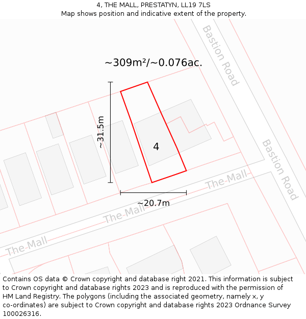 4, THE MALL, PRESTATYN, LL19 7LS: Plot and title map