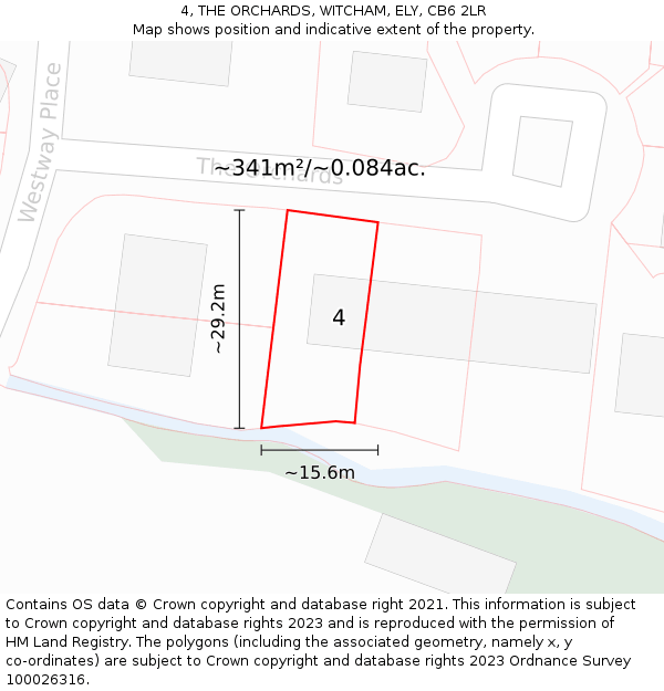 4, THE ORCHARDS, WITCHAM, ELY, CB6 2LR: Plot and title map