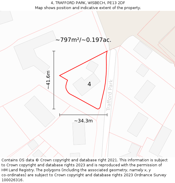 4, TRAFFORD PARK, WISBECH, PE13 2DF: Plot and title map