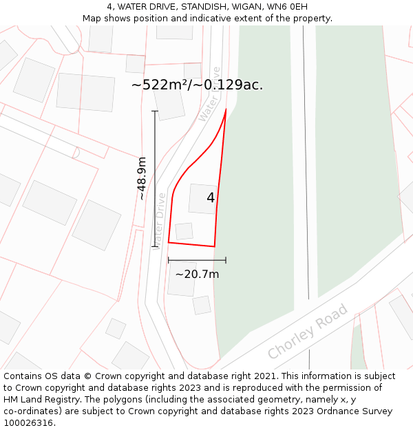 4, WATER DRIVE, STANDISH, WIGAN, WN6 0EH: Plot and title map