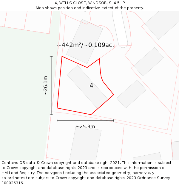 4, WELLS CLOSE, WINDSOR, SL4 5HP: Plot and title map
