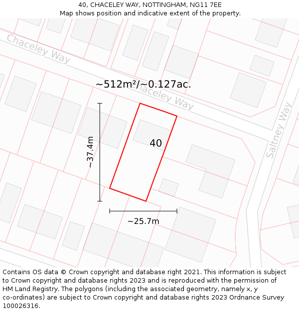 40, CHACELEY WAY, NOTTINGHAM, NG11 7EE: Plot and title map