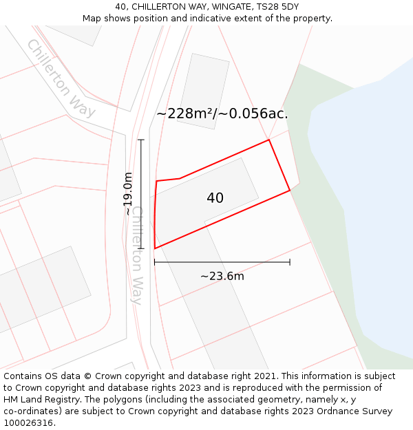 40, CHILLERTON WAY, WINGATE, TS28 5DY: Plot and title map