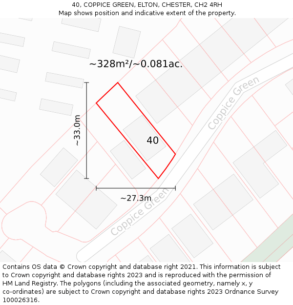 40, COPPICE GREEN, ELTON, CHESTER, CH2 4RH: Plot and title map