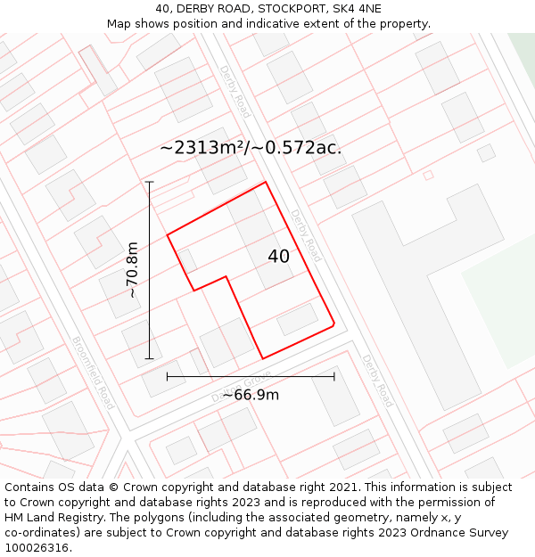 40, DERBY ROAD, STOCKPORT, SK4 4NE: Plot and title map
