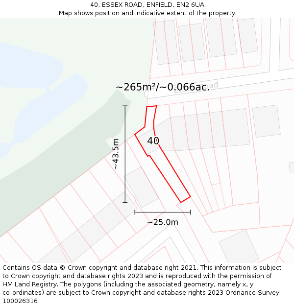 40, ESSEX ROAD, ENFIELD, EN2 6UA: Plot and title map