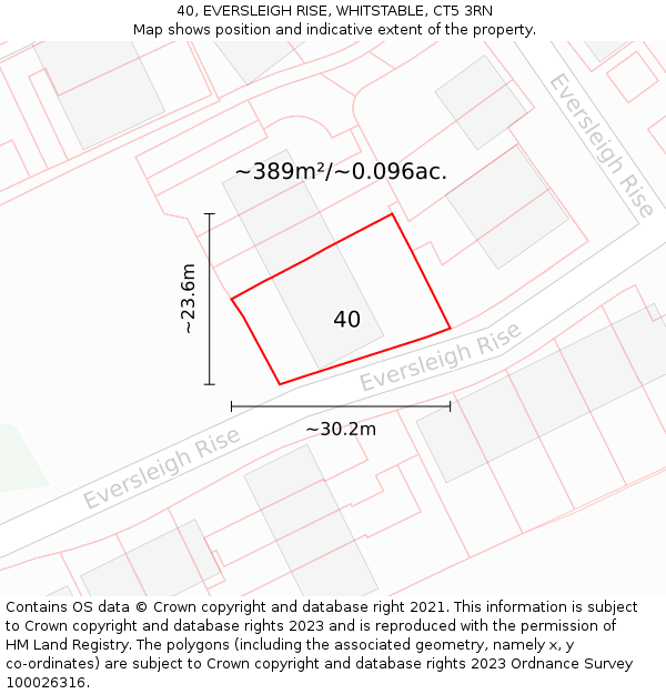 40, EVERSLEIGH RISE, WHITSTABLE, CT5 3RN: Plot and title map