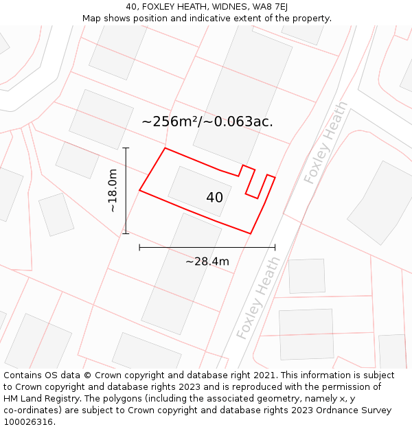 40, FOXLEY HEATH, WIDNES, WA8 7EJ: Plot and title map