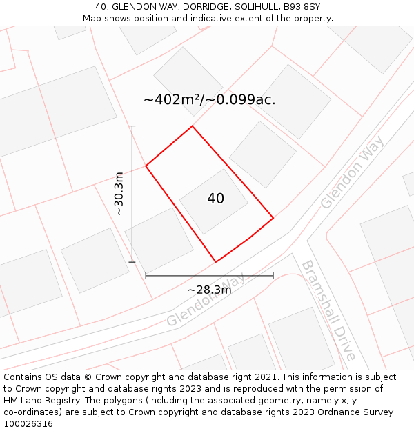 40, GLENDON WAY, DORRIDGE, SOLIHULL, B93 8SY: Plot and title map