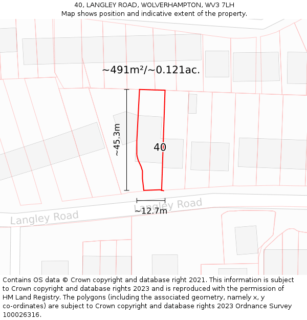 40, LANGLEY ROAD, WOLVERHAMPTON, WV3 7LH: Plot and title map