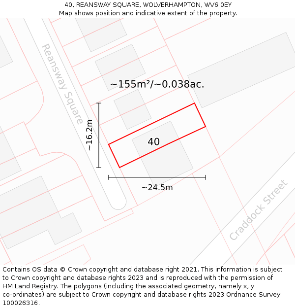 40, REANSWAY SQUARE, WOLVERHAMPTON, WV6 0EY: Plot and title map