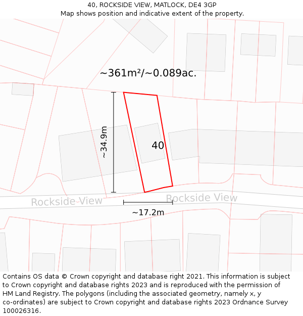 40, ROCKSIDE VIEW, MATLOCK, DE4 3GP: Plot and title map