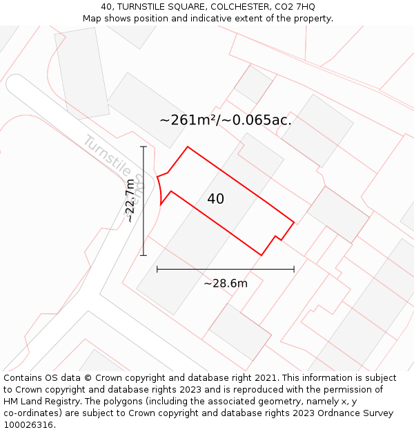 40, TURNSTILE SQUARE, COLCHESTER, CO2 7HQ: Plot and title map