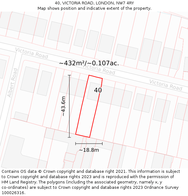 40, VICTORIA ROAD, LONDON, NW7 4RY: Plot and title map