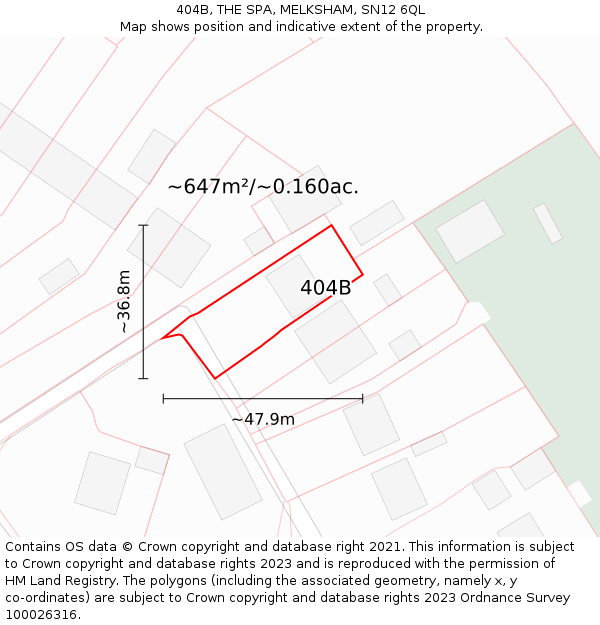 404B, THE SPA, MELKSHAM, SN12 6QL: Plot and title map