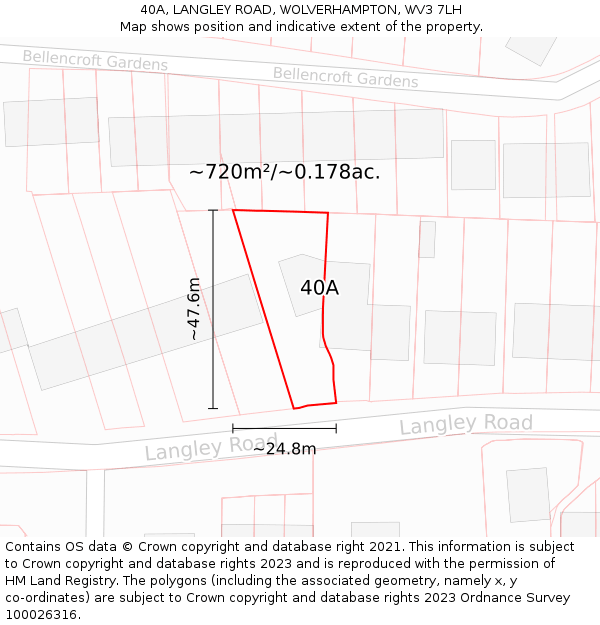 40A, LANGLEY ROAD, WOLVERHAMPTON, WV3 7LH: Plot and title map