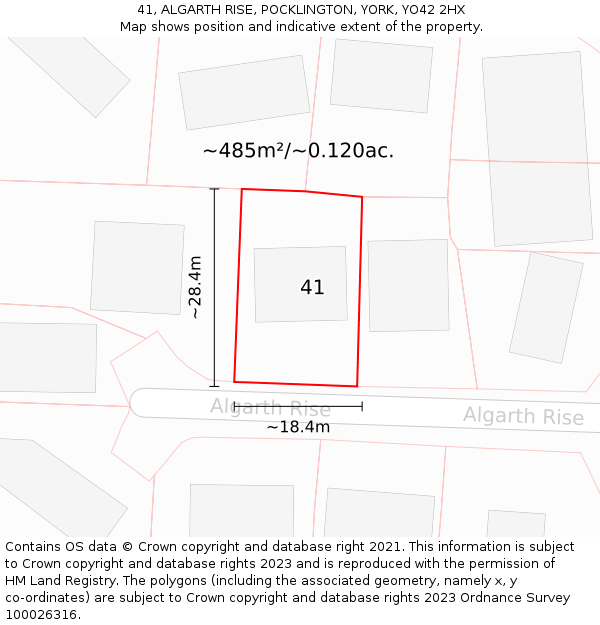 41, ALGARTH RISE, POCKLINGTON, YORK, YO42 2HX: Plot and title map