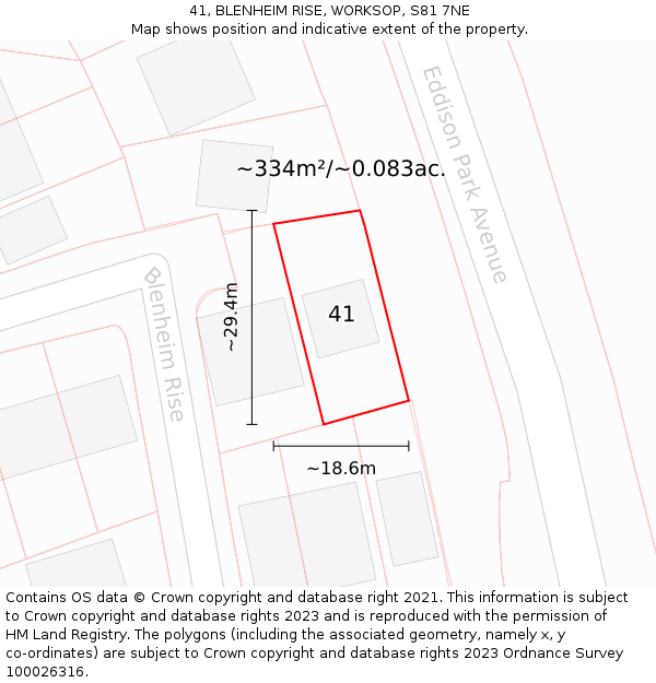 41, BLENHEIM RISE, WORKSOP, S81 7NE: Plot and title map