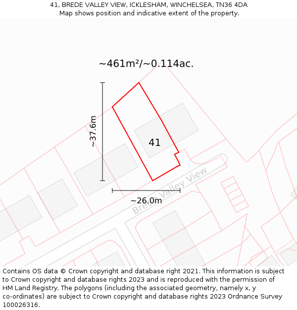 41, BREDE VALLEY VIEW, ICKLESHAM, WINCHELSEA, TN36 4DA: Plot and title map