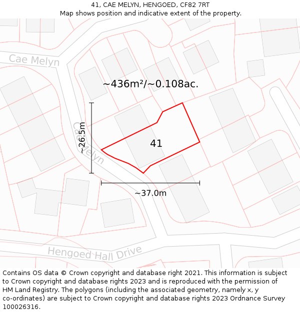 41, CAE MELYN, HENGOED, CF82 7RT: Plot and title map