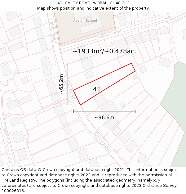 41, CALDY ROAD, WIRRAL, CH48 2HF: Plot and title map