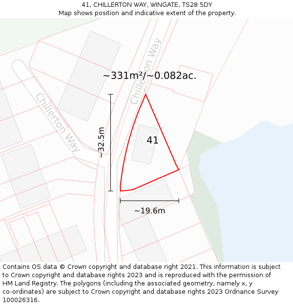 41, CHILLERTON WAY, WINGATE, TS28 5DY: Plot and title map