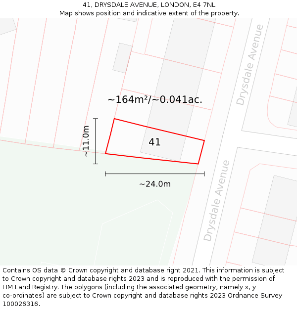 41, DRYSDALE AVENUE, LONDON, E4 7NL: Plot and title map