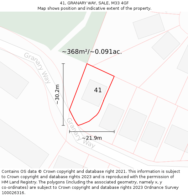 41, GRANARY WAY, SALE, M33 4GF: Plot and title map