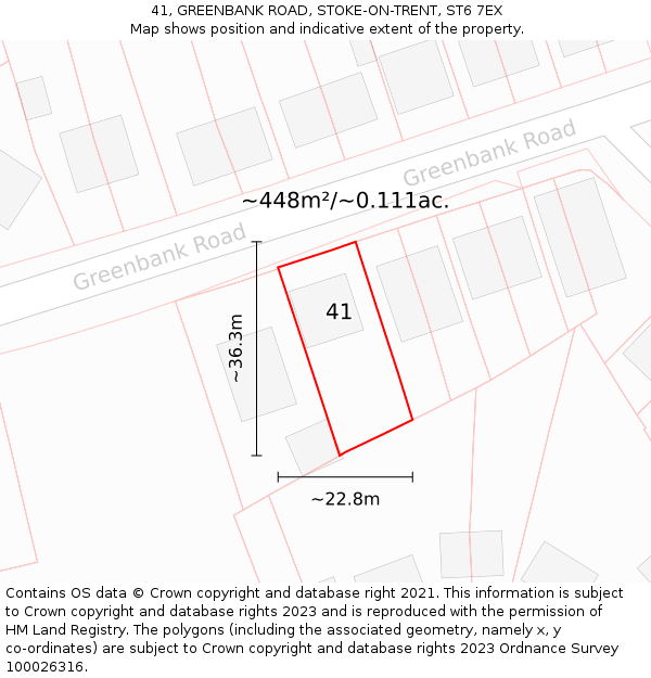 41, GREENBANK ROAD, STOKE-ON-TRENT, ST6 7EX: Plot and title map