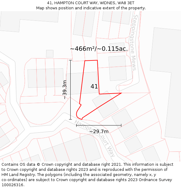 41, HAMPTON COURT WAY, WIDNES, WA8 3ET: Plot and title map