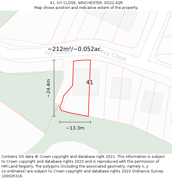 41, IVY CLOSE, WINCHESTER, SO22 4QR: Plot and title map