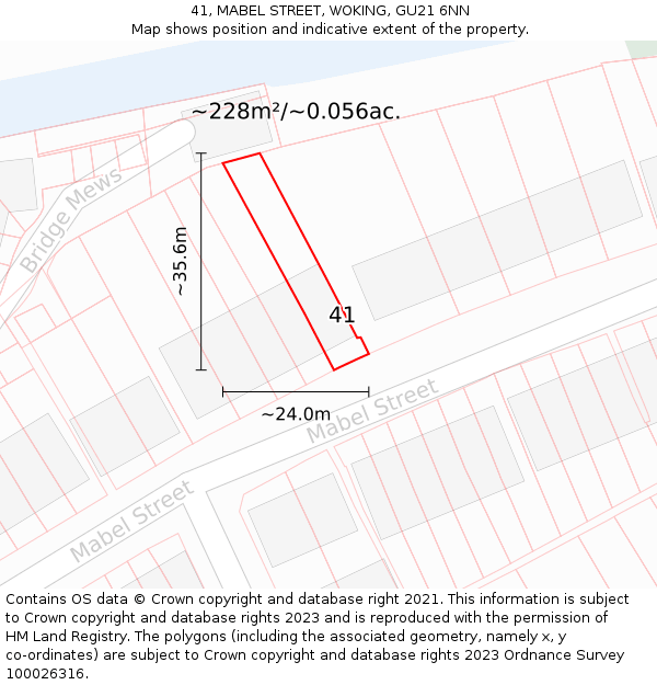 41, MABEL STREET, WOKING, GU21 6NN: Plot and title map