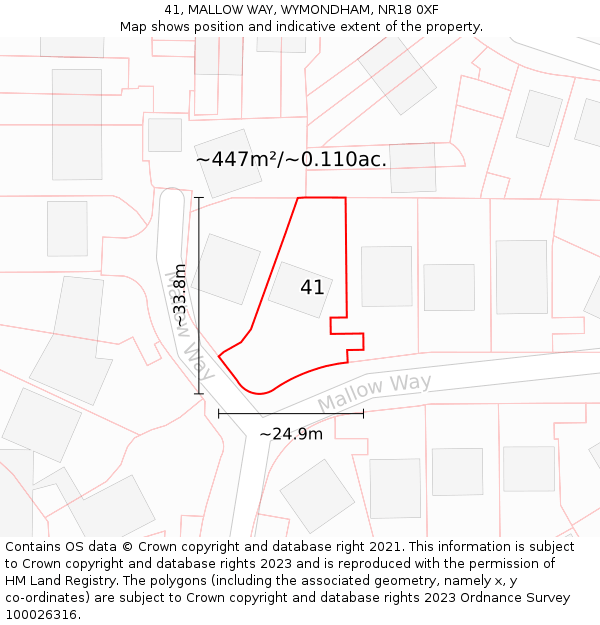 41, MALLOW WAY, WYMONDHAM, NR18 0XF: Plot and title map