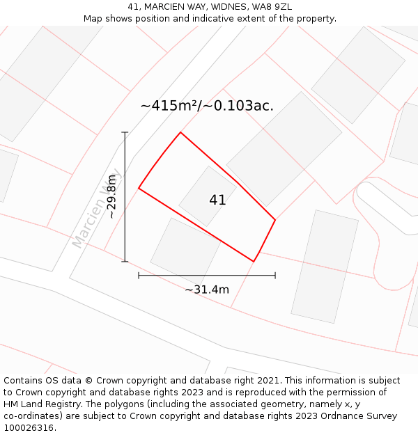 41, MARCIEN WAY, WIDNES, WA8 9ZL: Plot and title map