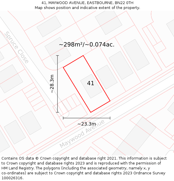 41, MAYWOOD AVENUE, EASTBOURNE, BN22 0TH: Plot and title map