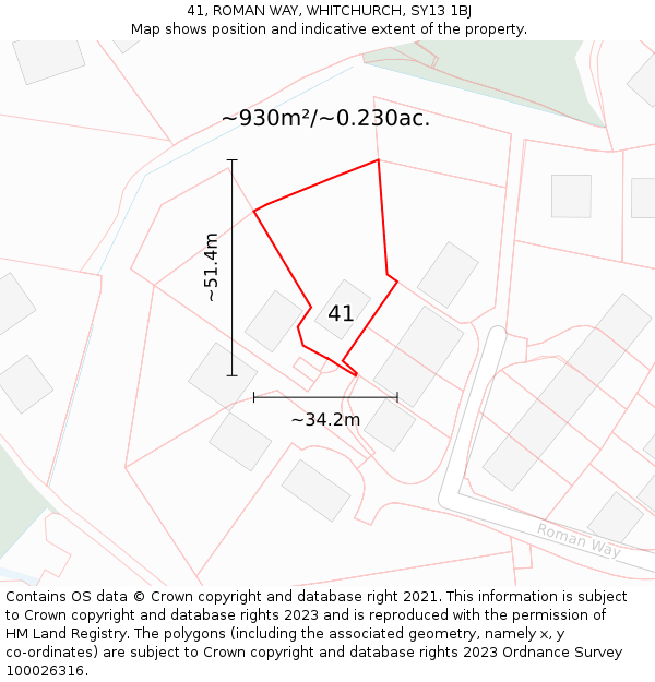 41, ROMAN WAY, WHITCHURCH, SY13 1BJ: Plot and title map