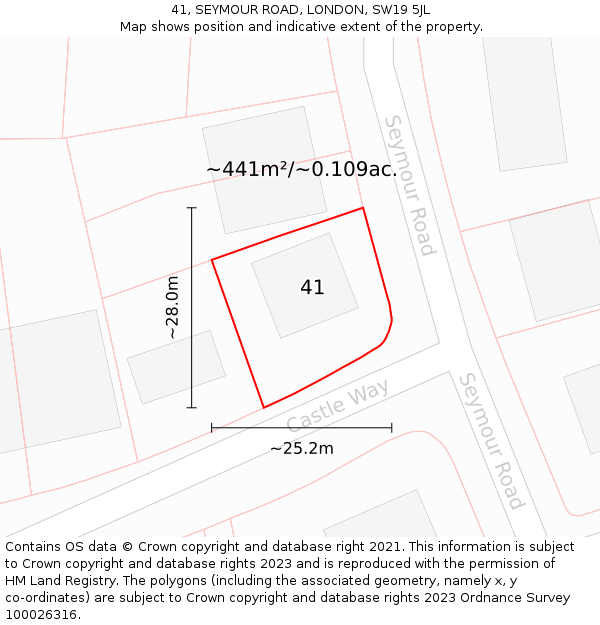 41, SEYMOUR ROAD, LONDON, SW19 5JL: Plot and title map