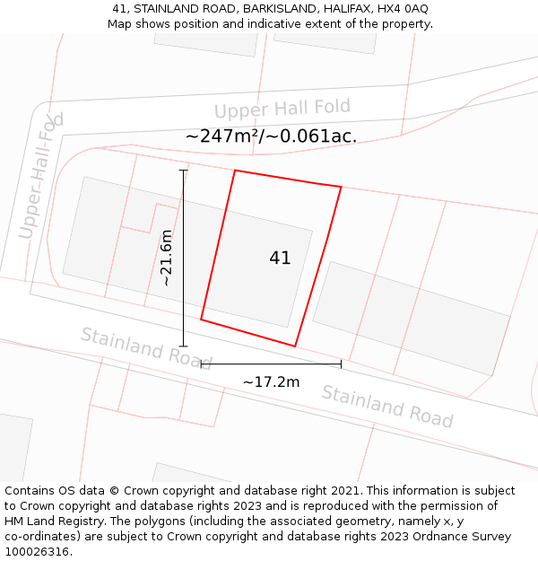 41, STAINLAND ROAD, BARKISLAND, HALIFAX, HX4 0AQ: Plot and title map