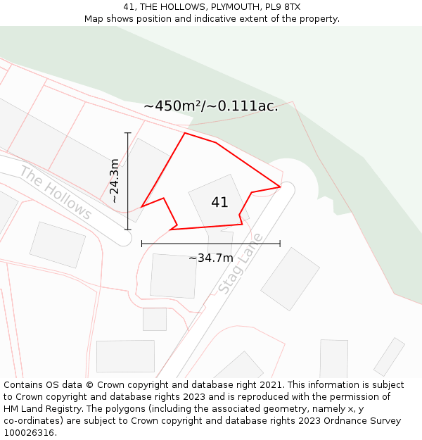 41, THE HOLLOWS, PLYMOUTH, PL9 8TX: Plot and title map