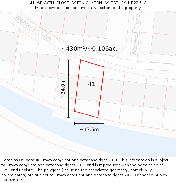 41, WENWELL CLOSE, ASTON CLINTON, AYLESBURY, HP22 5LG: Plot and title map