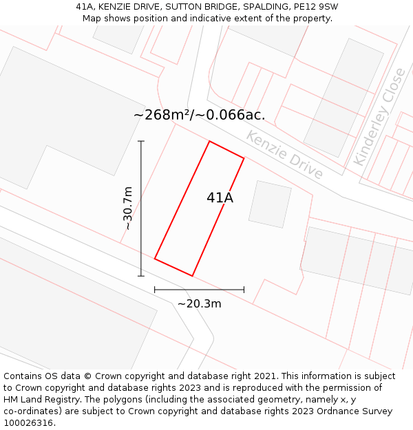 41A, KENZIE DRIVE, SUTTON BRIDGE, SPALDING, PE12 9SW: Plot and title map