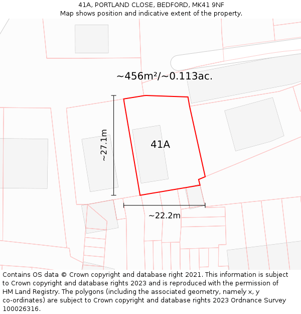 41A, PORTLAND CLOSE, BEDFORD, MK41 9NF: Plot and title map