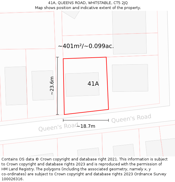 41A, QUEENS ROAD, WHITSTABLE, CT5 2JQ: Plot and title map