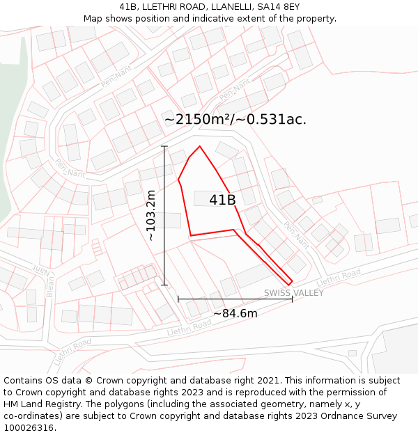 41B, LLETHRI ROAD, LLANELLI, SA14 8EY: Plot and title map