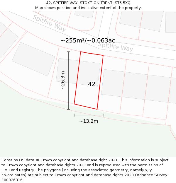 42, SPITFIRE WAY, STOKE-ON-TRENT, ST6 5XQ: Plot and title map