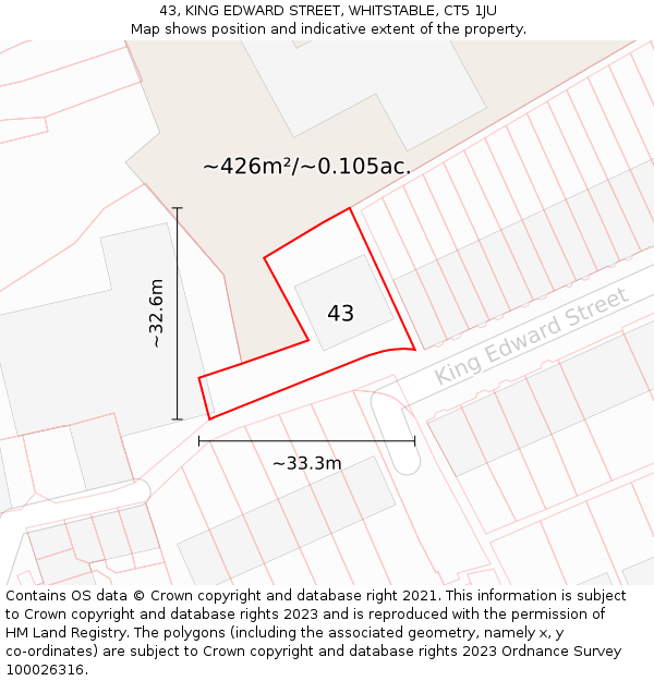 43, KING EDWARD STREET, WHITSTABLE, CT5 1JU: Plot and title map